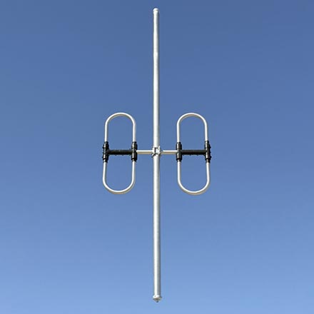 VHF Metal Dipole Antenna, Elliptical Pattern, 1-Bay, 2-Dipole, Low-PIM / Hi-PIP, 3.1 dBd
