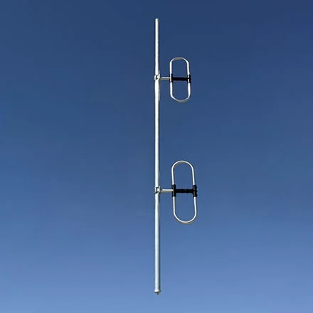 VHF Metal Dipole Antenna, Offset Pattern, 2-Bay, 2-Dipole, Low-PIM / High-PIP, 5.5 dBd