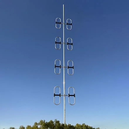 VHF Metal Dipole Antenna, Elliptical Pattern, 4-Bay, 8-Dipole, Low-PIM / High-PIP, 9 dBd