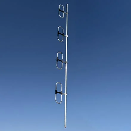 VHF Metal Dipole Antenna, Offset Pattern, 4-Bay, 4-Dipole, Low-PIM / High-PIP, 9 dBd