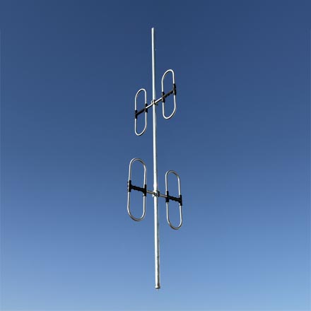 VHF Metal Dipole Antenna, Omnidirectional Pattern, 2-Bay, 4-Dipole, Low-PIM / High-PIP, 3 dBd