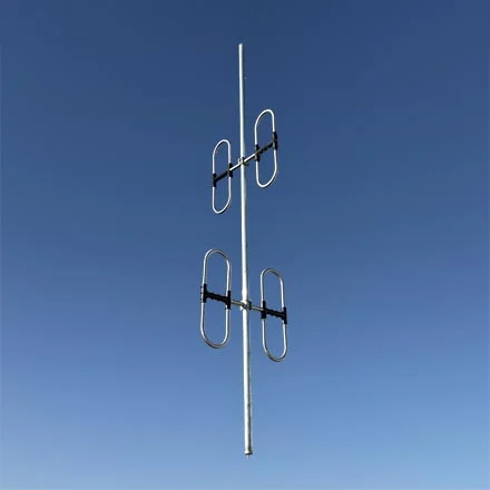VHF Metal Dipole Antenna, Omnidirectional Pattern, 2-Bay, 4-Dipole, Low-PIM / High-PIP, 3 dBd