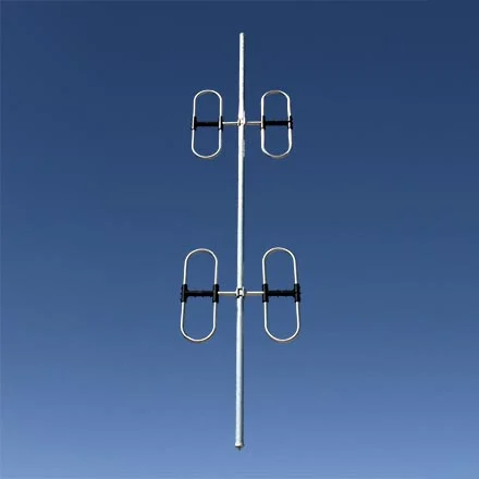VHF Metal Dipole Antenna, Elliptical Pattern, 2-Bay, 4-Dipole, Low-PIM / High-PIP, 5 dBd
